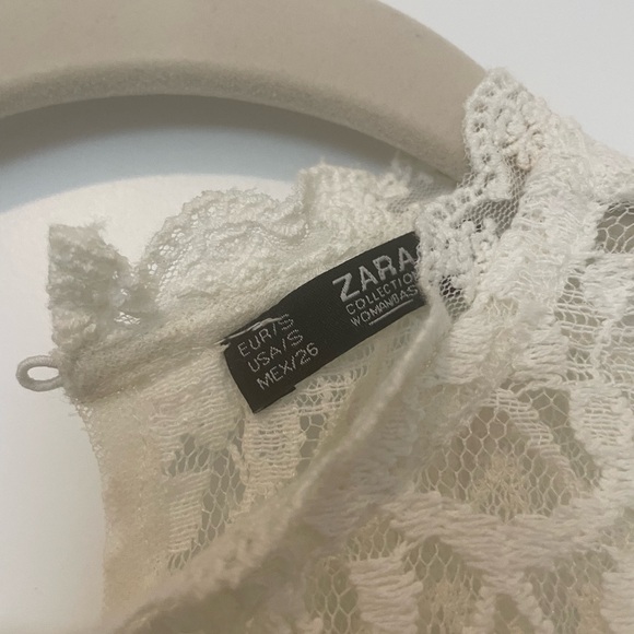 Zara Lace scalloped tee size small white - Picture 2 of 3